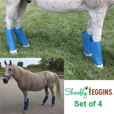 SHOOFLY Leggins Equine Horse Fly Leg Protection Size Mini Blue 4 pack 