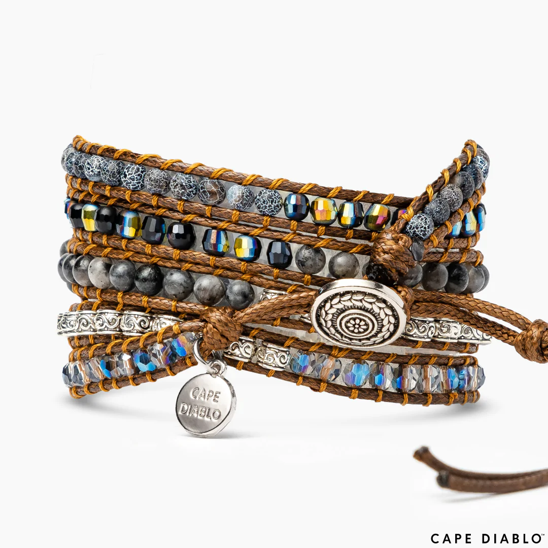 Bracelets Woven With Beads, Rock Chips, And Metal